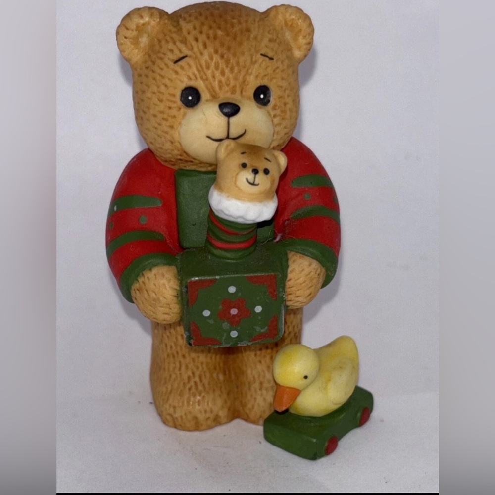 Lucy and Me Bear Christmas Boy Jack In The Box Duck Toy Figure Enesco 1984